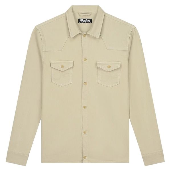 Malelions Cotton Zip Overshirt Beige Mezaldy