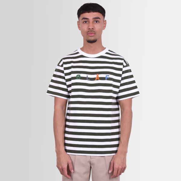 Olaf Stripe Sans T-shirt Wit/Groen