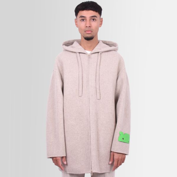 Off-White Tag Double Wool Over Zip Vest Beige