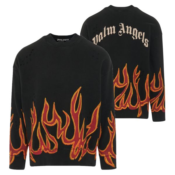 Palm Angels Graffiti Flames Sweater Zwart