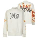 Palm Angels Graffiti Flames Sweater Off White