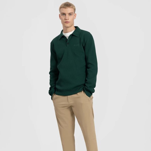 Olaf Lightweight Knitted Polo Groen