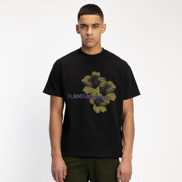 flaneur homme flower t-shirt zwart