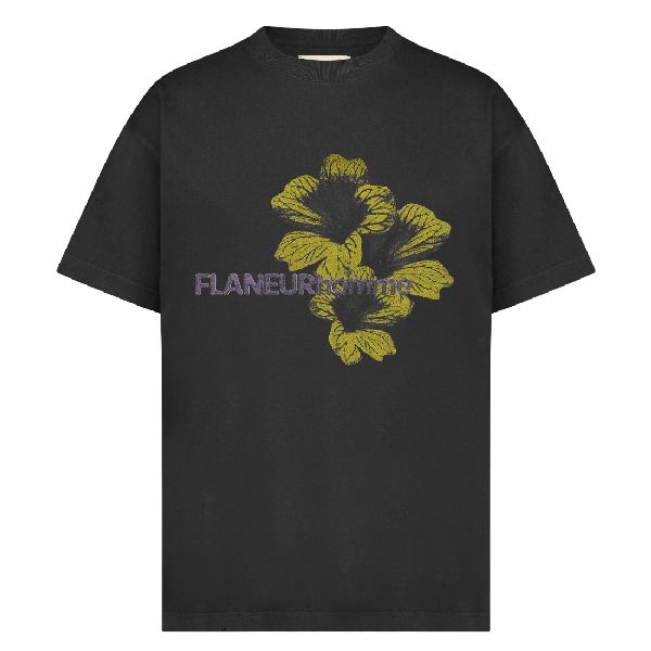 flaneur homme flower t-shirt zwart