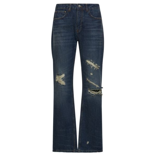 Flâneur Distressed Straight Jeans Donker Blauw