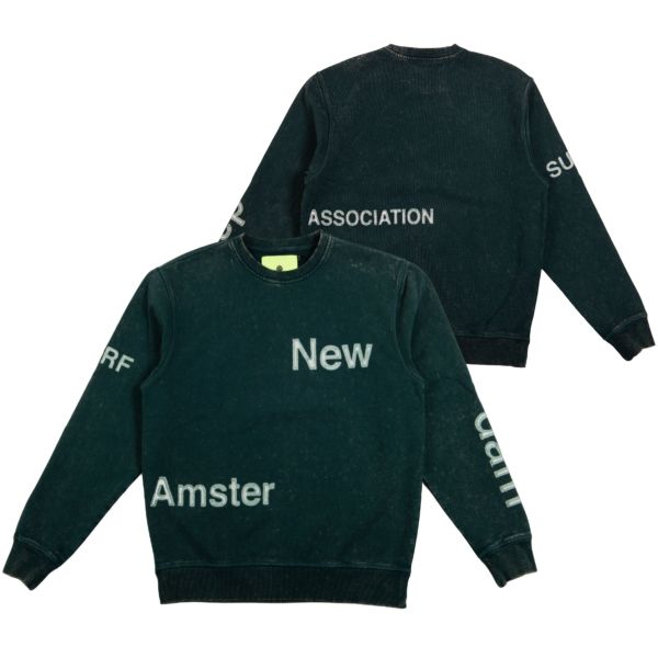 New Amsterdam Surf Association Washed Name Sweater Donker Groen
