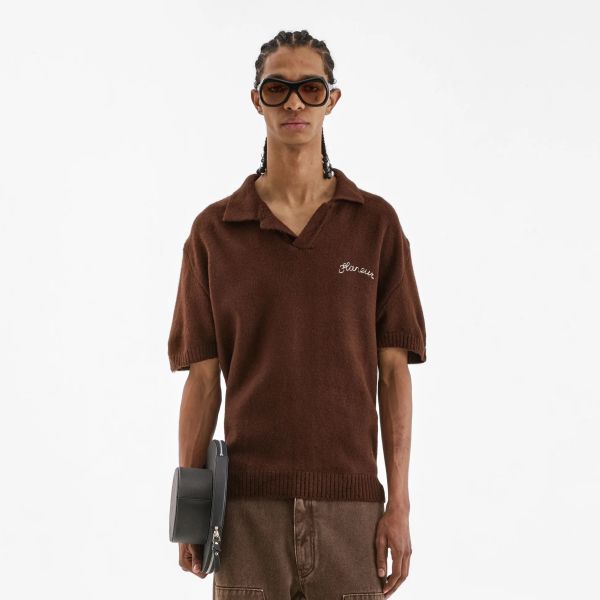 Flâneur Signature Knitted Polo Bruin