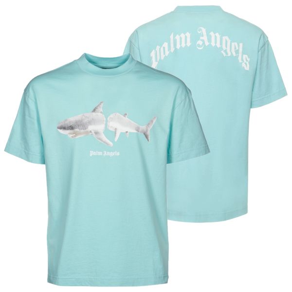 Palm Angels White Shark Classic T-shirt Licht Blauw