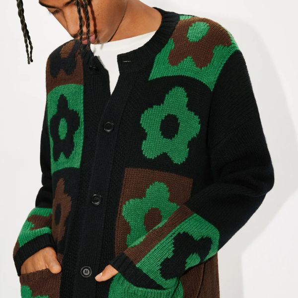 Kenzo Boke Flower Checkerboard Cardigan Zwart/Groen