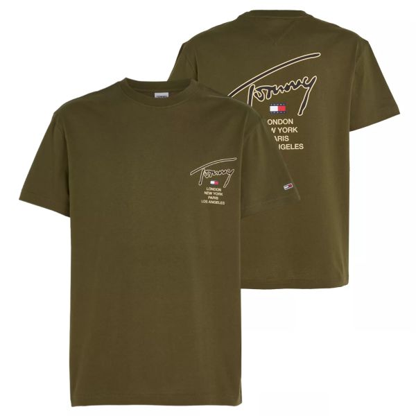Tommy Jeans Classic Gold Signature T-shirt Donker Groen