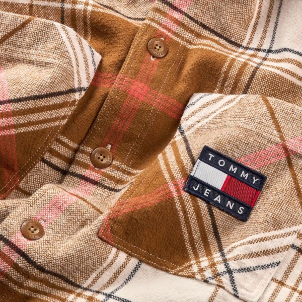 Tommy Jeans Brushed Checked Overshirt Bruin