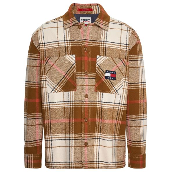 Tommy Jeans Brushed Checked Overshirt Bruin