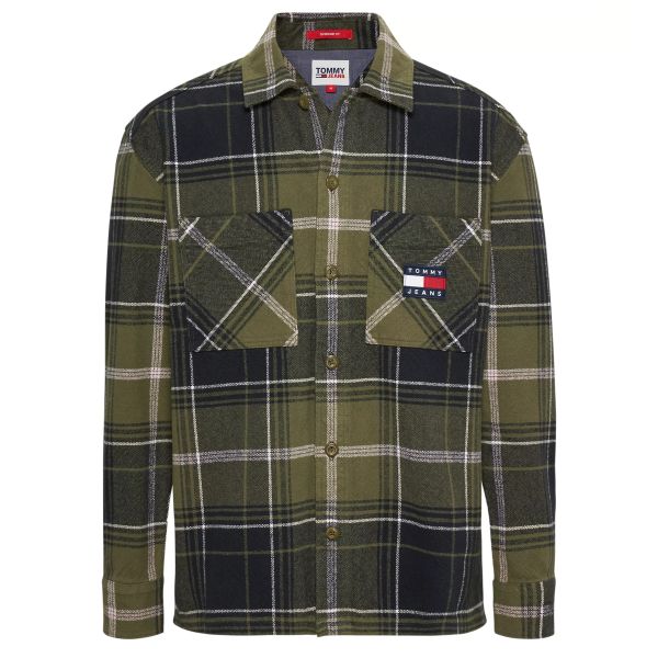 Tommy Jeans Brushed Checked Overshirt Donker Groen