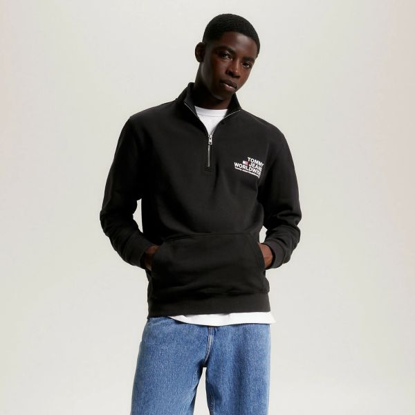 Tommy Jeans Regular Entry Graphic Half-Zip Sweater Zwart