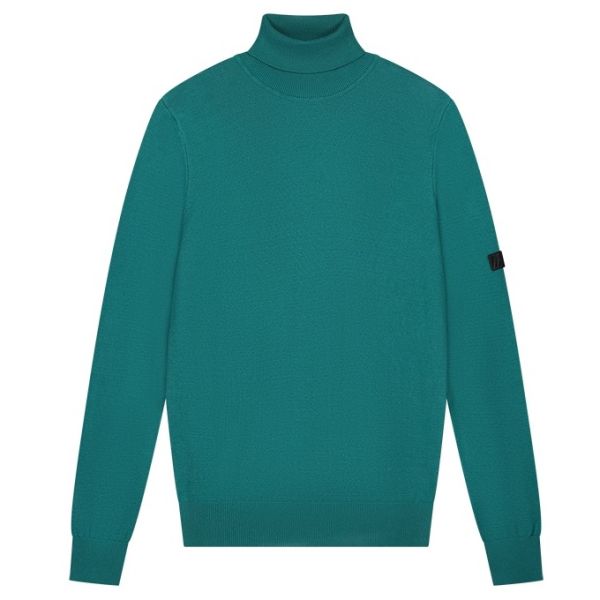 Malelions Knit Turtleneck Sweater Blauw