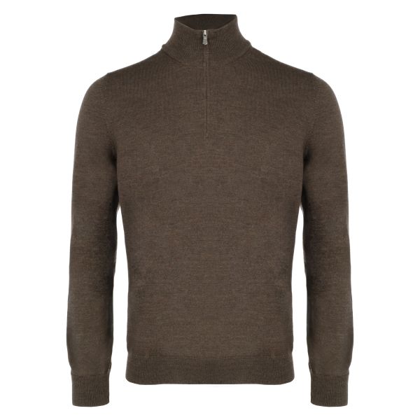 Gran Sasso Zip Mock Sweater Bruin