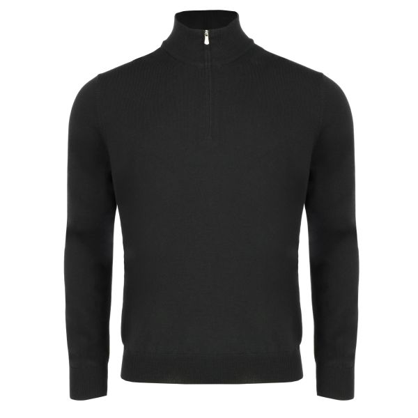 Gran Sasso Zip Mock Sweater Zwart
