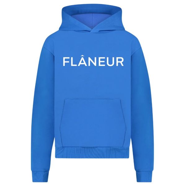 Flâneur Printed Logo Hoodie Blauw