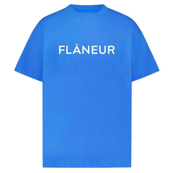 Flâneur Printed Logo T-shirt Blauw