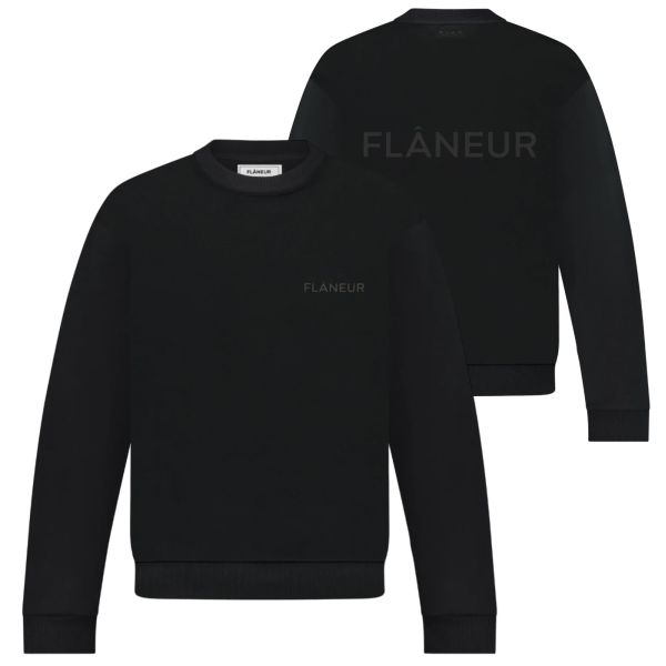 Flâneur Tonal Logo Sweater Zwart