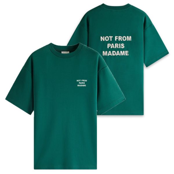 Drôle De Monsieur Slogan T-shirt Donker Groen