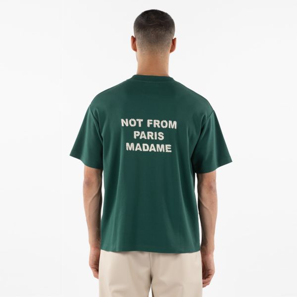 Drôle De Monsieur Slogan T-shirt Donker Groen
