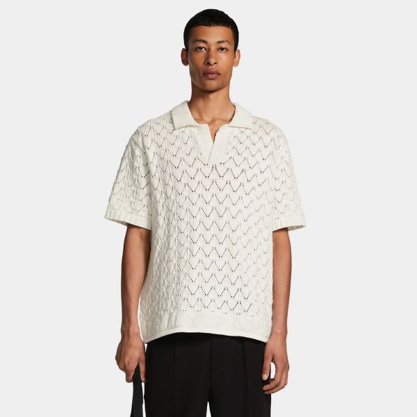 Daily Paper Yinka Relaxed Knit Polo Wit