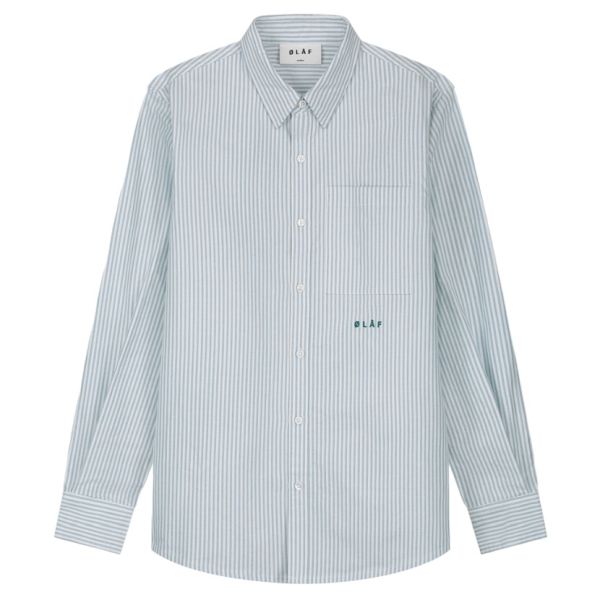 Olaf Oxford Stripe Overhemd Groen/Wit