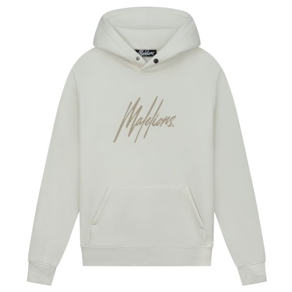 Malelions Striped Signature Hoodie Off White