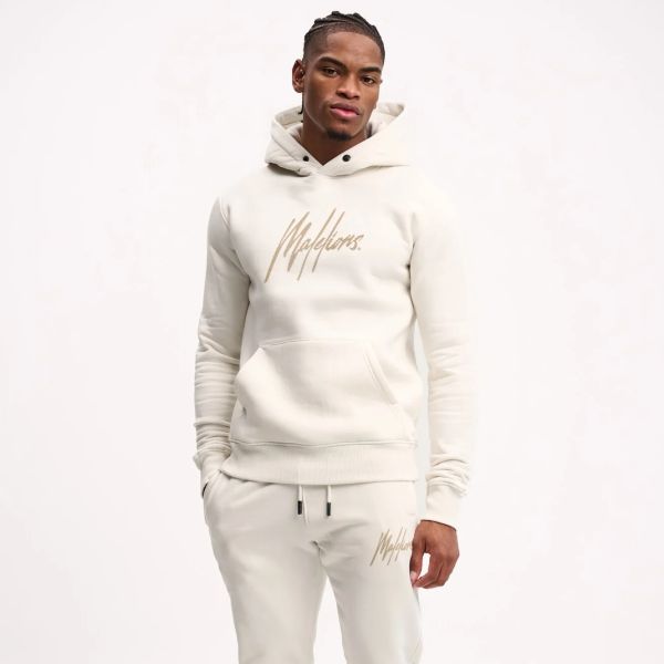 Malelions Striped Signature Hoodie Off White