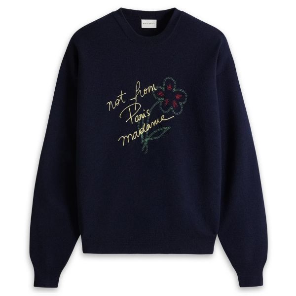 Drôle De Monsieur Slogan Esquisse Knitted Sweater Navy