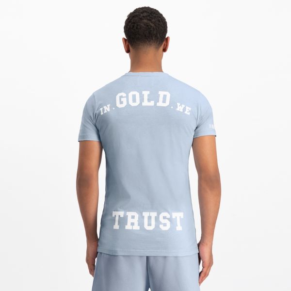 In Gold We Trust The Pusha T-shirt Licht Blauw