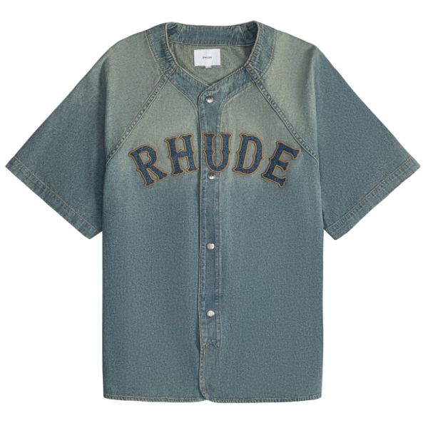 Rhude Baseball Denim Overhemd Blauw