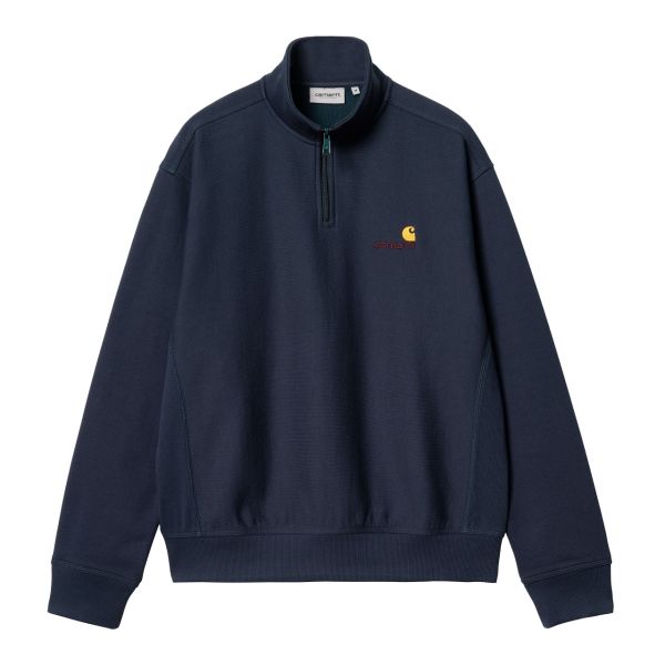 Carhartt Half Zip American Script Sweater Donker Blauw