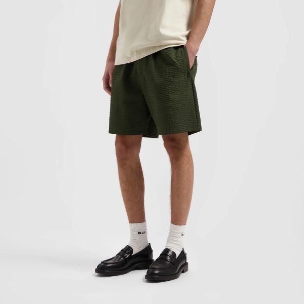 Olaf Seersucker Korte Broek Donker Groen