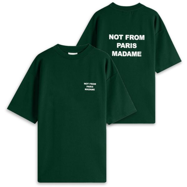 Drôle De Monsieur Slogan T-shirt Donker Groen