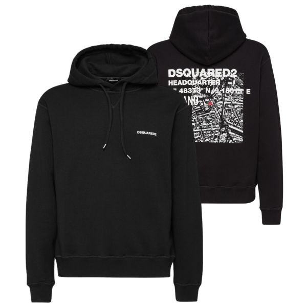 Dsquared2 Ceresio Map Hoodie Zwart