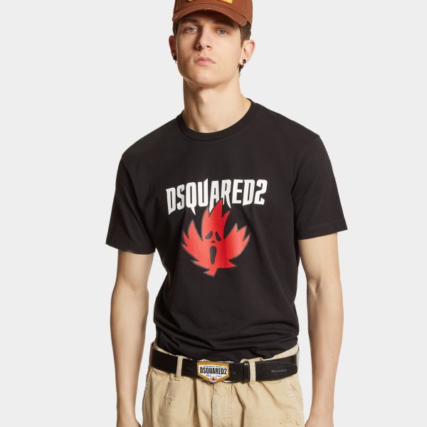 Dsquared2 Ghost Maple Leaf T-shirt Zwart
