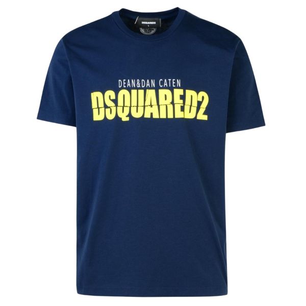 Dsquared2 Yellow Logo T-shirt Navy