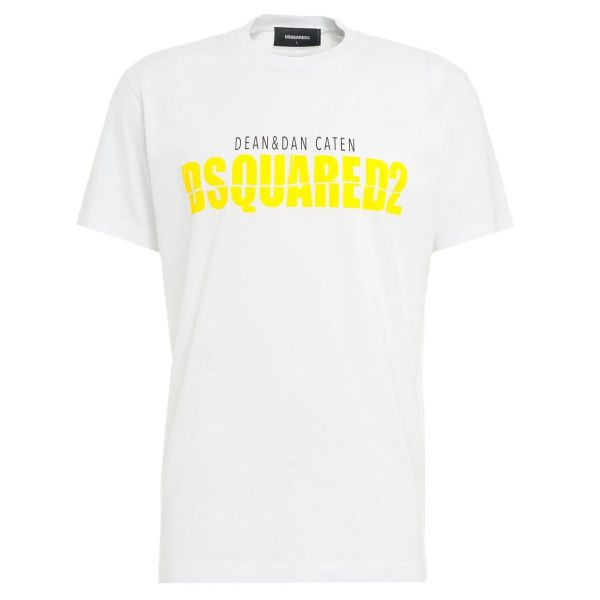 Dsquared2 Yellow Logo T-shirt Wit