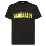 Dsquared2 Yellow Logo T-shirt Zwart
