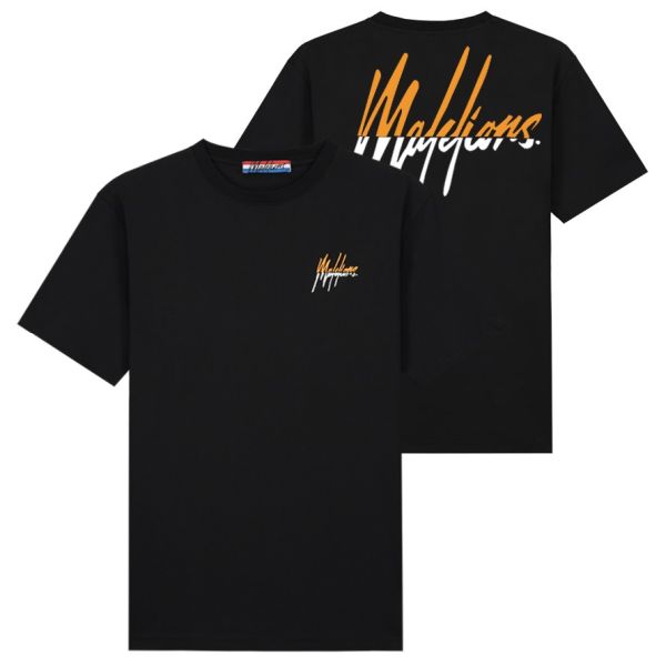 Malelions EK2024 Split T-shirt Zwart/Oranje