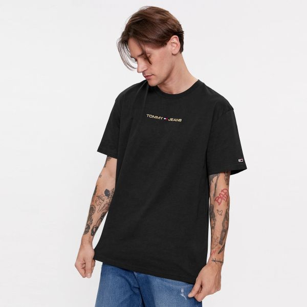 Tommy Jeans Classic Gold Linear T-shirt Zwart