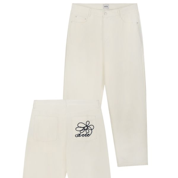 Arte Antwerp Embroidery Pocket Broek Off White