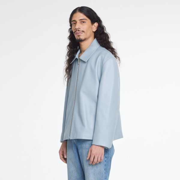 Flâneur Leather Blouson Worker Jack Blauw