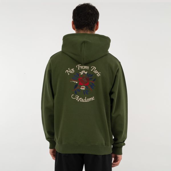 Drôle De Monsieur Slogan Fleurs Hoodie Donker Groen