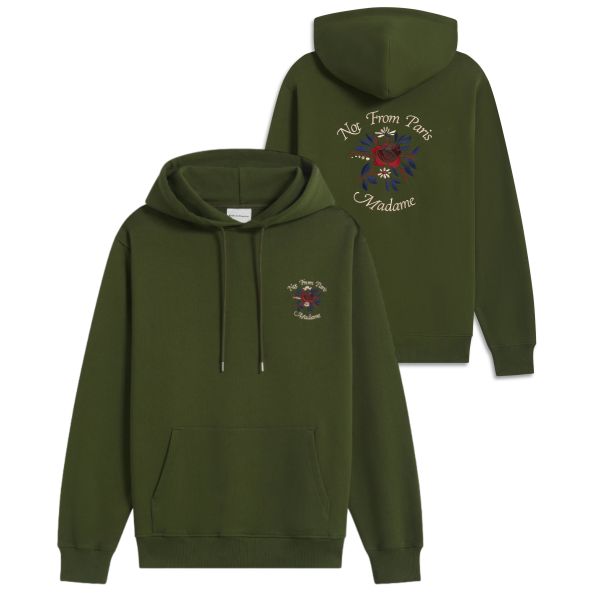 Drôle De Monsieur Slogan Fleurs Hoodie Donker Groen