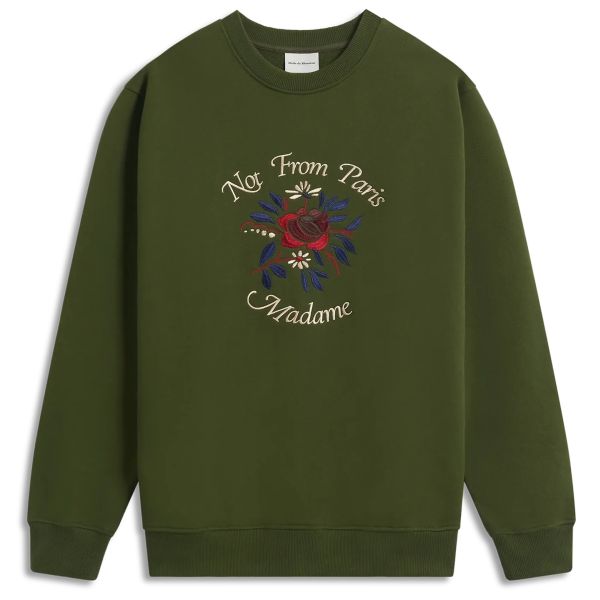 Drôle De Monsieur Slogan Fleurs Sweater Donker Groen