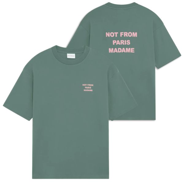 Drôle De Monsieur Slogan T-shirt Donker Groen