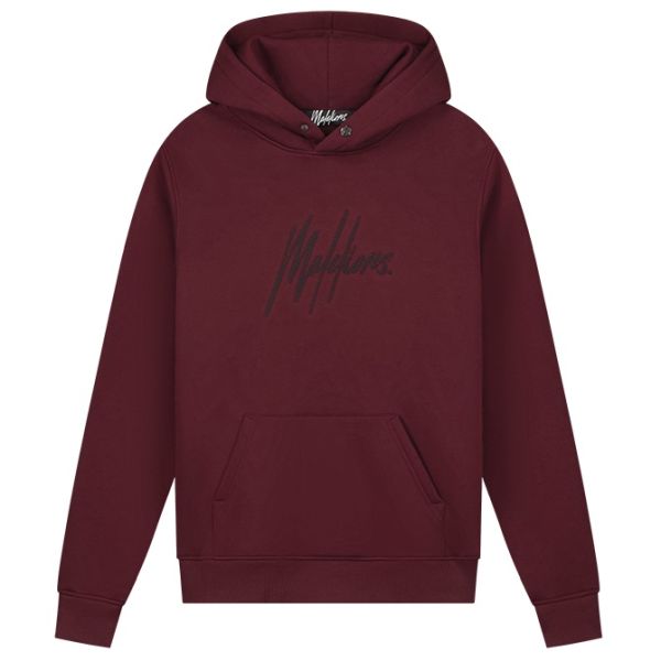 Malelions Striped Signature Hoodie Bordeaux